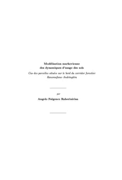 Modelisation markovienne des dynamiques d'usages des sols