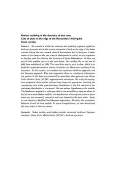 Modelisation markovienne des dynamiques d'usages des sols