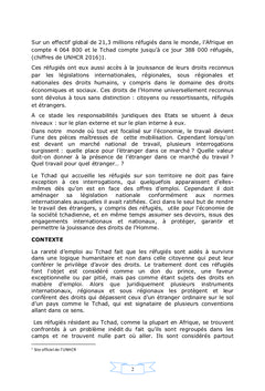 L'acces a l'emploi des refugies au Tchad mythe ou realite
