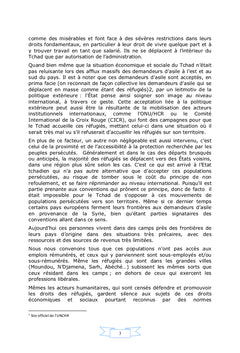 L'acces a l'emploi des refugies au Tchad mythe ou realite