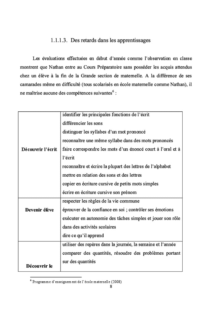 L'entrée dans l'écrit chez un élève à besoins éducatifs particuliers