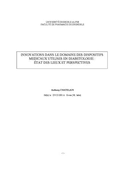 Innovations des dispositifs médicaux utilisés en diabétologie