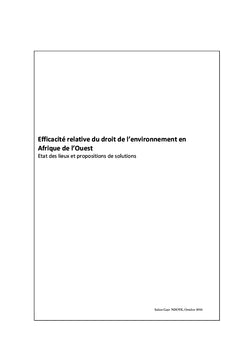 Efficacite relative du droit de l'environnement en Afrique de l'Ouest