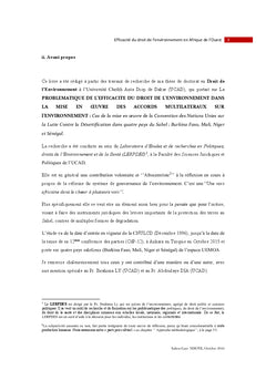 Efficacite relative du droit de l'environnement en Afrique de l'Ouest