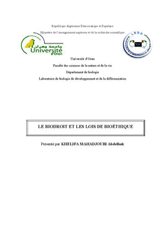 Le biodroit et les lois de bioéthique