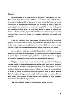 Le biodroit et les lois de bioéthique