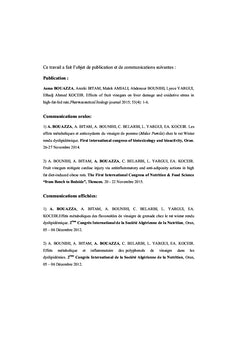 Effet antioxydant des vinaigres de fruits sur la dyslipidemie