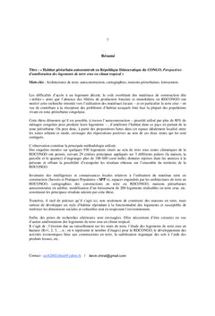 Perspectives d'amélioration des logements de terre crue en climat tropical