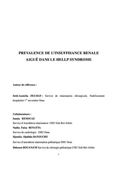 Prévalence de l'insuffisance rénale aiguë dans le Hellp syndrome