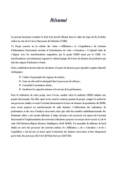 Refonte du Système d'Information Décisionnel de la CMR