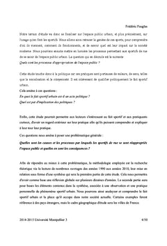 Les sports auto-organises dans l'espace public