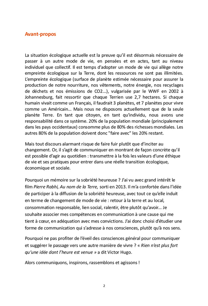 Communiquer la sobriété heureuse