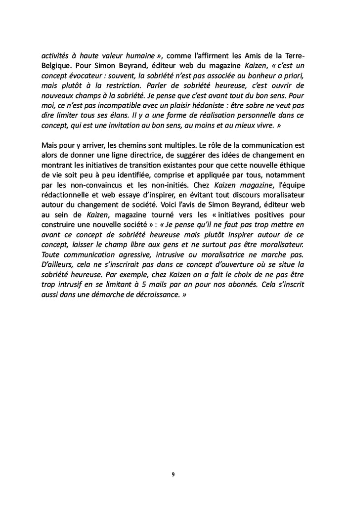 Communiquer la sobriété heureuse