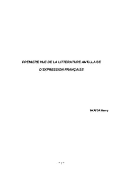Première vue de la littérature antillaise d'expression française
