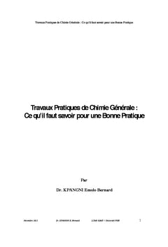 Travaux pratiques de chimie générale: ce qu'il faut savoir