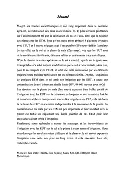 Impact des eaux usées traitées sur le sol et le maïs