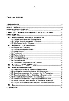 Introduction à la population, l'environnement et le développement