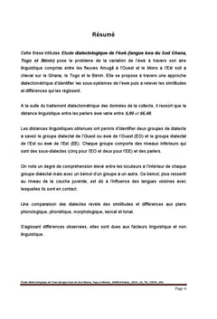 Une etude dialectologique de l'ewe
