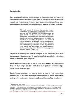 Une etude dialectologique de l'ewe