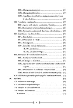 Etude dynamique des poutrès piezoelectriques