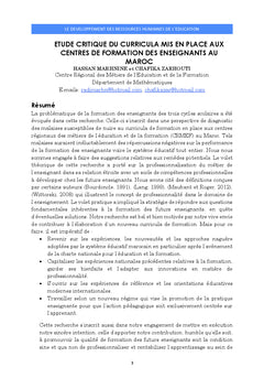 Le developpement des ressources humaines de l'education et de la formation
