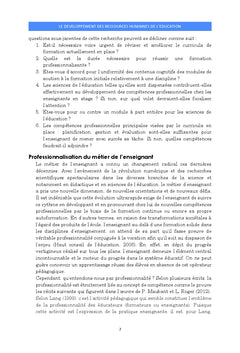 Le developpement des ressources humaines de l'education et de la formation