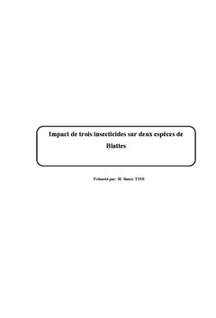 Impact de trois insecticides sur deux espèces de Blattes