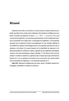 Théorie Spectrale des opérateurs