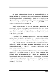 Performance et persistance: le cas d'un échantillon d'actions cotées