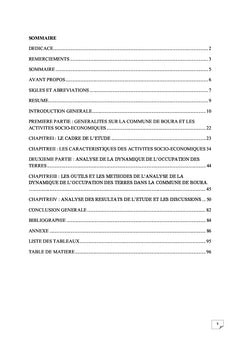 Dynamique de l'occupation des terres dans la commune de Boura