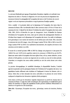 Dynamique de l'occupation des terres dans la commune de Boura