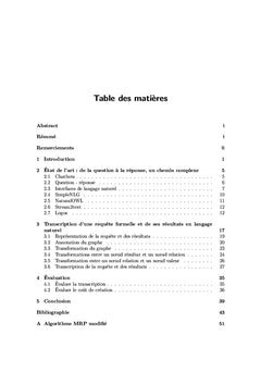 Description en langage naturel d'une requete formel et de son resultat