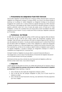 Financement de l'Adaptation au Changement Climatique au BENIN