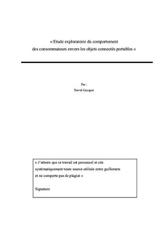 Le comportement du consommateur envers les objets connectés portables
