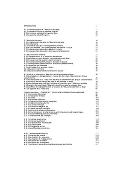 Genre et education des filles et des femmes en Afrique: cas du Niger