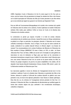 Genre et education des filles et des femmes en Afrique: cas du Niger