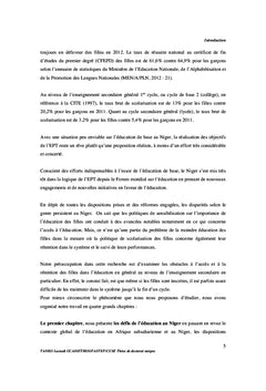 Genre et education des filles et des femmes en Afrique: cas du Niger