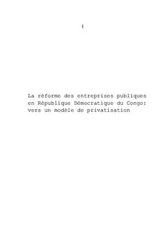 Reforme des entreprises publiques en Republique Democratique du Congo
