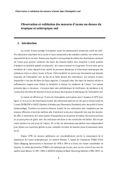 Observation et validation des mesures d'ozone dans l'hémisphère sud