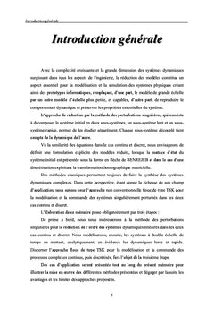 Sur la réduction de l'ordre des systèmes complexes