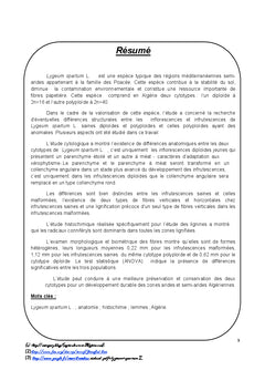 Etude anatomique, histochimique et structurale des lemmes de lygeum sp