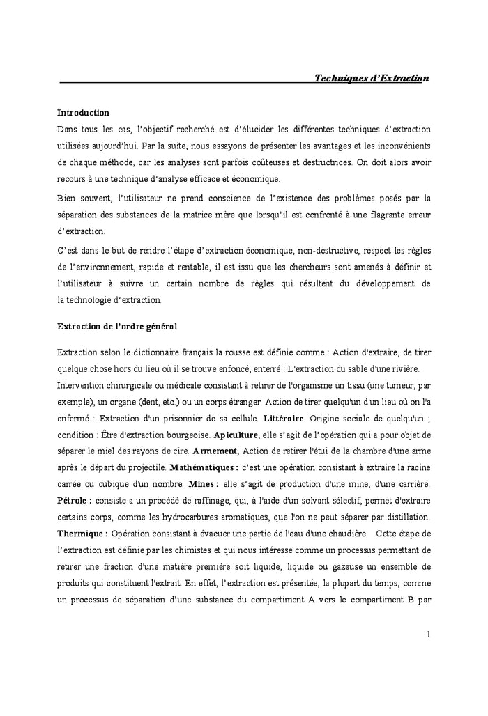 Les techniques d'extraction