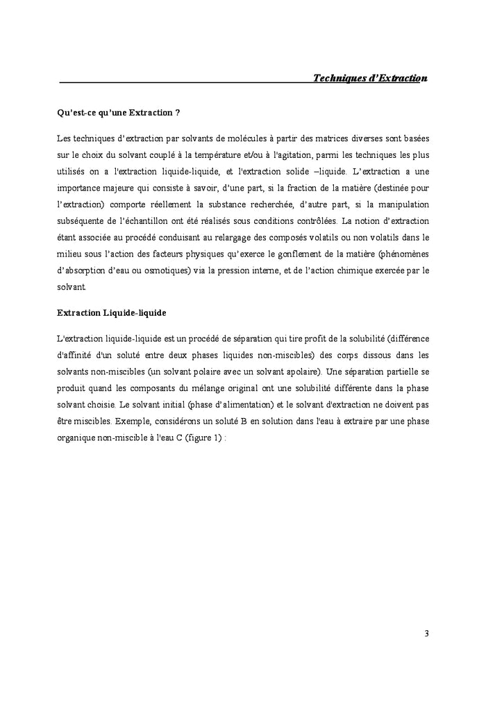 Les techniques d'extraction