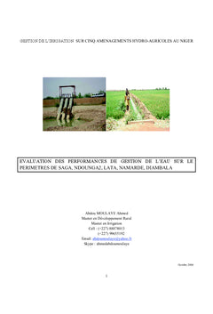 Evaluation des performances de Gestion de l'Eau sur 5 périmètres Niger