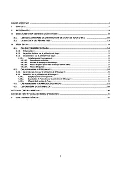 Evaluation des performances de Gestion de l'Eau sur 5 périmètres Niger