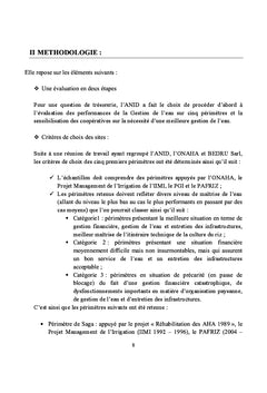 Evaluation des performances de Gestion de l'Eau sur 5 périmètres Niger