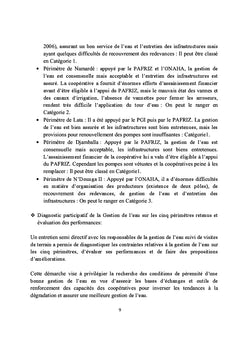 Evaluation des performances de Gestion de l'Eau sur 5 périmètres Niger