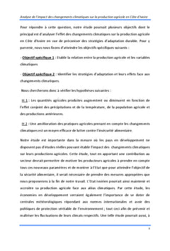 Changement Climatique et Production agricole en cote d'Ivoire
