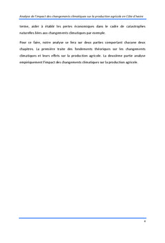 Changement Climatique et Production agricole en cote d'Ivoire