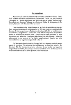Analyse du travail des directeurs d'écoles primaires